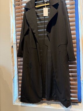 Eloquii Black Long Open-Front Trench Coat